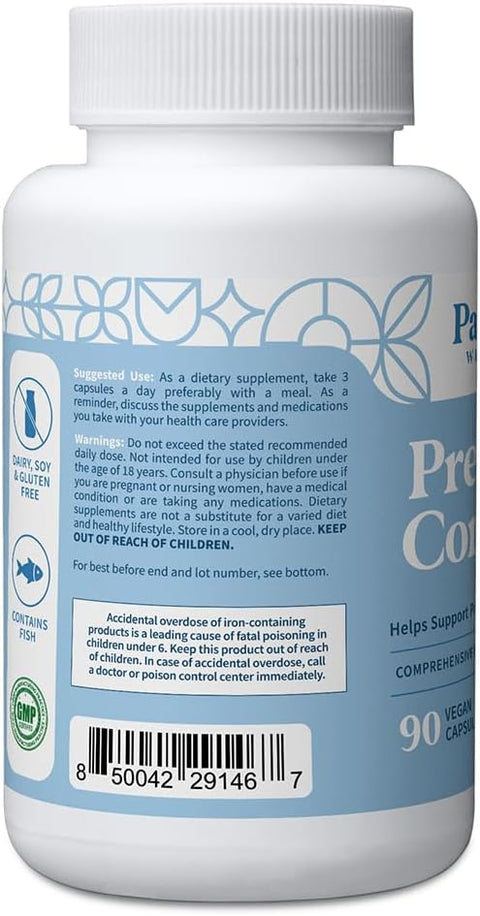 Pattern Wellness Prenatal Complex For Women Prenatal Vitamin With Dha Folate Iron Probiotics & Biotin Support From Preconception To Postpartum - 90 Capsules