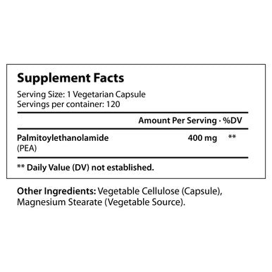 LongLifeNutri Palmitoylethanolamide 400 Mg Capsules - 120 Veggie Pills | Micronized Pea Formula | Premium Quality Supplement