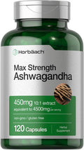 Horbaach Ashwagandha Supplement | Max Strength | 120 Capsules | Non-Gmo Gluten Free