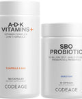 Codeage Daily ADK Vitamin & Probiotic Bundle Vitamin A Retinyl Palmitate Vitamin D3 Cholecalciferol Vitamin K 50 Billion CFU SBO Probiotic Blend Non-GMO