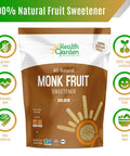 Health Garden Monk Fruit Sweetener Golden- Non Gmo - Gluten - 1:1 Sugar Substitute - her - Keto Friendly (2.5 Lbs)