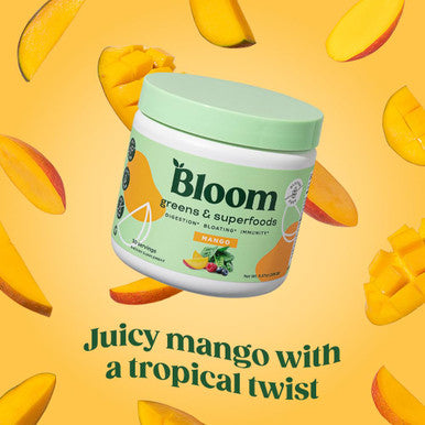 Bloom Nutrition Superfood Greens Powder Digestive Enzymes with Probiotics and Prebiotics Gut Health Bloating Relief Mango + Milk Frother High Powered Hand Mixer