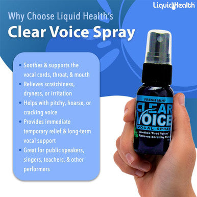 Liquidhealth Clear Voice Oral Throat Spray Singing Ease Clarity Soothing Dampener Moisturizer Relief Vocal Eze Reducer Booster Treatment Fresh Mint Flavor (3pack)
