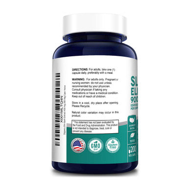 NusaPure Slippery Elm Bark Extract 9000 mg 200 Veggie Capsules (Extract 20:1, Non-GMO & )