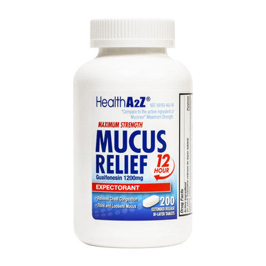 HealthA2Z Mucus Relief | Guaifenesin 1200 mg | 50 Tablets | 12 Hour | Expectorant | Relieves Chest Congestion | Thins and Loosens Mucus
