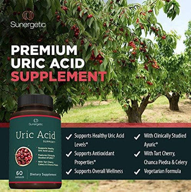Sunergetic Premium Uric Acid Support Supplement ÃƒÂ¢Ã¢â€šÂ¬Ã¢â‚¬Å“ Uric Acid Cleanse & Kidney Support ÃƒÂ¢Ã¢â€šÂ¬Ã¢â‚¬Å“ Includes Tart Cherry, Chanca Piedra, Celery Extract & Turmeric - 60 Capsules