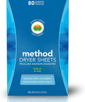 Method Dryer Sheets Fresh Air Fabric Softener and Static Reducer Compostable and Plant-Based Laundry Essentials 80 Count (Pack of 1)