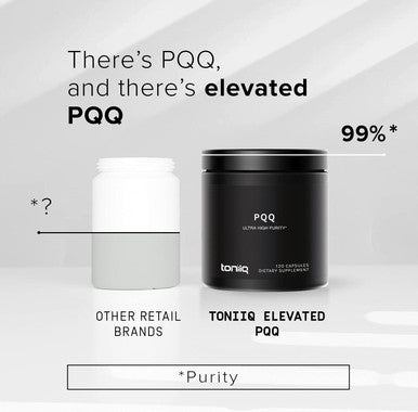 Toniiq Ultra High Purity PQQ Capsules - 99%+ Highly Purified and Highly Bioavailable -120 Capsules - 20mg Concentrated Formula - Pyrroloquinoline Quinone Supplement