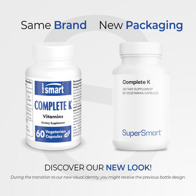 Supersmart Complete K 3 Bioavailable Forms of Vitamin K K1 K2 MK4 K2 MK7 Support Bones Teeth Health NonGMO Gluten Free 60 Vegetarian Capsules