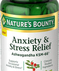 Nature's Bounty Anxiety & Stress Relief Ashwagandha Ksm-66 Tablets 50 Count