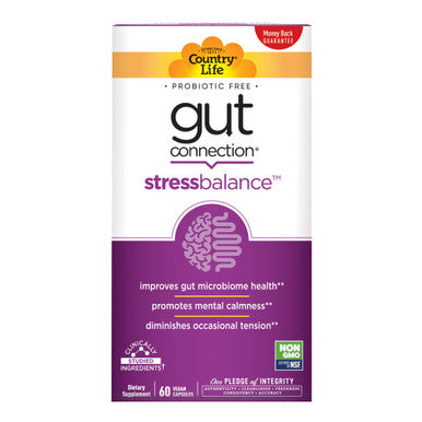 Country Life Gut Connection - Stress Balance - 60 Ct - Improves Gut Microbiome Health - Promotes Mental Calmness - Diminishes Occasional Tension