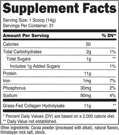 Nutricost Grass-Fed Collagen Powder 1LB (454 G) (Chocolate) - Grass Fed Bovine Collagen Hydrolysate - Collagen Peptides