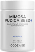 Codeage Organic Mimosa Pudica Seed Capsules - Mimosa Pudica Seeds Supplement - Black Walnut Cloves Vidanga Neem BioPerine - All in One - Sensitive Plant Pills - Non-GMO & Vegan - 120 Capsules