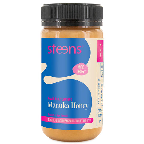 Steens Manuka Honey - MGO 85+ - Pure & Raw 100% certified multifloral Manuka Honey - Bottled and Sealed in New Zealand - 7.9oz