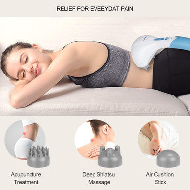 Cotsoco Handheld Neck Back Massager - Double Head Electric Full Body Massager - Deep Tissue Percussion Massage Hammer For Muscles, Arm, Neck, Shoulder, Back, Leg, Foot (Blue)