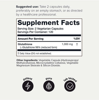 Toniiq Ultra High Strength Glutathione Capsules 1000mg Concentrated Formula 98%+ Highly Purified and Bioavailable Non GMO Fermentation 240 Capsules Reduced Glutathione Supplement