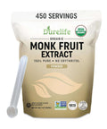 Durelife Organic 100% Pure Monk Fruit sweetener, No Erythritol, Monkfruit Extract Powder, USDA organic NON-GMO Project Verified, Keto Certified, OU kosher No Fillers Zero Calorie Sugar Substitute 5 OZ