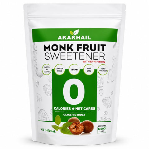 Monk Fruit Sweetener with Erythritol - Sugar Substitute for Baking & Drinks - Zero Calorie Sugar Alternative - Zero Carb - Keto Friendly Sweetener - Non GMO Gluten Free Sweetener - 3 Pound