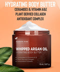 MAJESTIC PURE Whipped Argan Oil Body Butter for Women & Men - With Ceramides, Vitamin E & A & Vegan Collagen - Whipped Body Butter Argan Oil For Skin, Face, & Appearance of Wrinkles & Fine Lines - 8oz