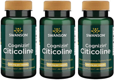 Swanson Cognizin Citicoline 1000 Milligrams 60 Veg Capsules (3 Pack)