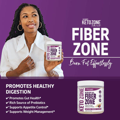 Keto Zone Fiber Powder Berry Flavored Psyllium Husk Powder Inulin Powder 270 Grams 30 Day Supply Recommended in Dr. Colberts Keto Zone Diet