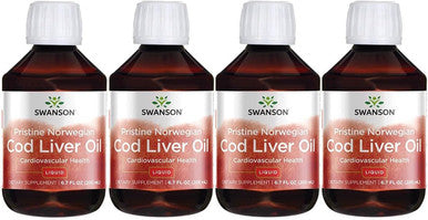 Swanson Pristine Norwegian Cod Liver Oil 7 fl Ounce (200 ml) Liquid (4 Pack)