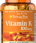 Vitamin K 100 mcg Supports Bone and Joint Health 100 Count by Puritan's Pride