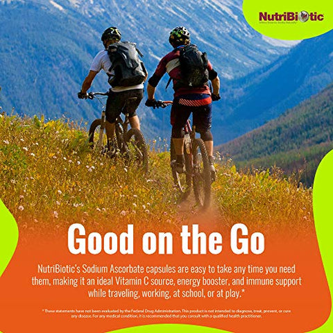 NutriBiotic Sodium Ascorbate Buffered Vitamin C Capsules Vegan NonAcidic and Easier on Digestion Than Ascorbic Acid Essential Immune Support and Antioxidant Supplement Gluten and GMO 100 Ct