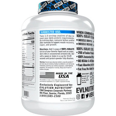 Evlution Nutrition 100% Isolate, Whey Isolate Protein Powder, 25 G of Fast Absorbing Protein, No Added, Low-Carb, Gluten-Free (Vanilla Ice Cream, 5 LB)