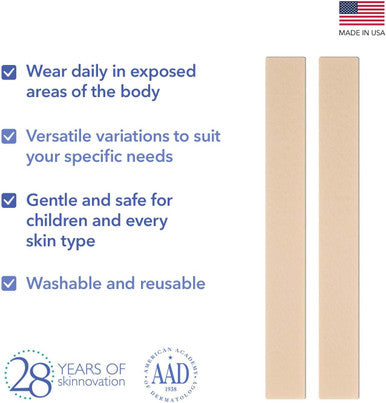 Epi-Derm Long Strips, Premium Grade Silicone Scar Sheets For C-Section, Tummy Tuck, Cardiac Surgery Scars, Easy To Use & Reusable Silicone Gel Sheets For Scars, 1.4 X 11.5 In - 1 Pair, Natural