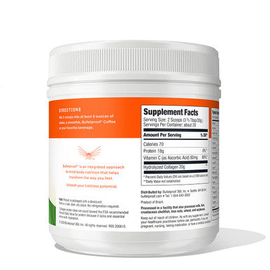 Bulletproof Unflavored Collagen Protein Powder, 18G Protein, 14.3 Oz, Grass Fed Collagen Peptides And Amino Acids For Healthy Skin, Bones And Joints