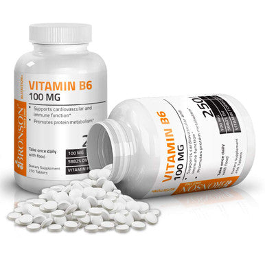 Vitamin B6 100 mg Premium Vitamin B6 Supplement Promotes Protein Metabolism and Immune Function - 250 Tablets