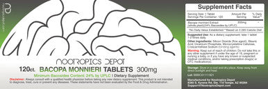 Bacopa monnieri Extract Tablets | 120 Count | Minimum 24% Bacosides | May Help Support Cognitive Function | May Help Support Management