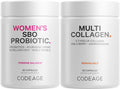 Codeage Multi Collagen Protein Capsules & Probiotics for Women Bundle | Multi Collagen Pills Collagen Types I II II V & X 90 Count | Prebiotics & Probiotics for Women - Soy & Dairy 60 Count