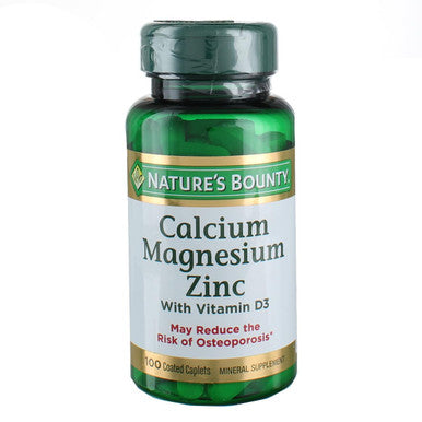 Nature's Bounty Calcium-Magnesium-Zinc Caplets 200 Caplets (2 X 100 Count Bottles)