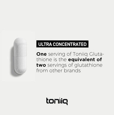 Toniiq Ultra High Strength Glutathione Capsules 1000mg Concentrated Formula 98% Highly Purified and Bioavailable Non GMO Fermentation 60 Capsules Reduced Glutathione Supplement