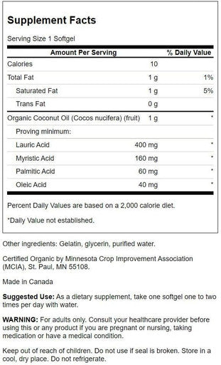 Swanson EFAs Coconut Oil Made with Organic Coconut Oil (1000mg 60 Softgels) 3 Pack