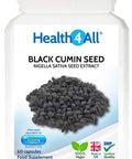Black Cumin Seed 500mg 60 Capsules (V) (not Tablets) Nigella Sativa Vegan Immune Support Supplement. Made in The UK by Health4All.