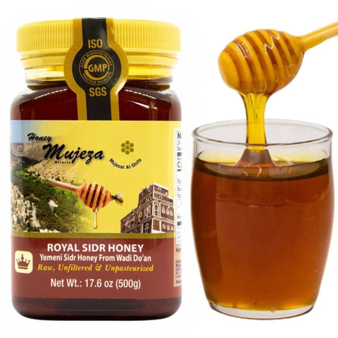 Raw Royal Honey - Authentic Yemen Sidr Honey - Supports Mental Health, Memory and Cognition, 100% Natural, Raw Liquid Honey, Gluten Free (250g/ 8.8 oz)