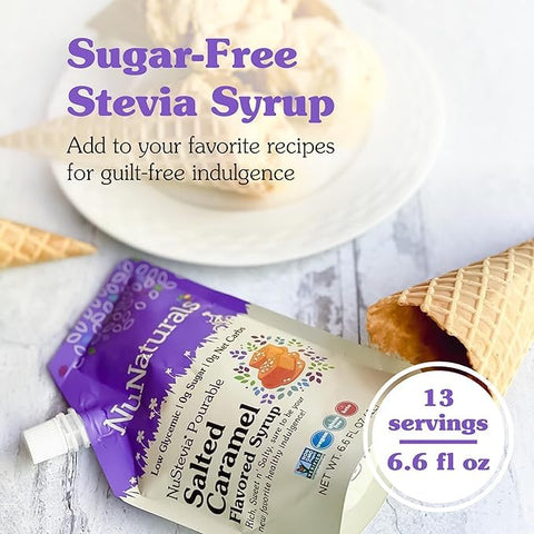 NuNaturals Pourable Maple Caramel Chocolate Stevia Syrup SugarFree Syrup 6.6oz 3 Pack (MultiPack)