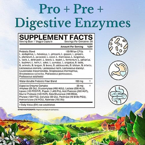 Vitalitown Probiotic + Vitamin D3 K2 Bundle (Pack Of 2) Probiotics 120 Billion Cfus (Item 1) & Vitamin D3 10000 Iu Vitamin K2 (Mk7) 200 Mcg (Item 2) 30 Probiotic Capsules & 90 Capsules