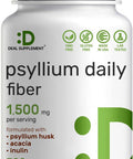 Deal Supplement Psyllium Husk 1500mg Per Serving 300 Capsules 3 in 1 Fiber Supplement with Inulin & Acacia Complex Natural Soluble Fiber Supports Digestive Health Plant Based Non-GMO