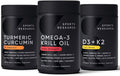 Sports Research Antarctic Krill Oil Omega 3 1000Mg (With Phospholipids Choline & Astaxanthin) Turmeric Curcumin C3 Complex (With Bioperine Black Pepper & Coconut Oil) & Plant Based Vitamin D3 + K2