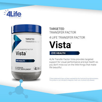 4Life Transfer Factor Vista - Dietary Supplement for Eye Health and Vision Support - Supplement Formula with Lutein Zeaxanthin Zinc Vitamin C and Black Currant - 60 Capsules