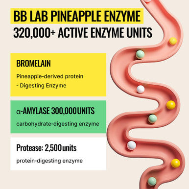 BB LAB Pineapple Enzyme Supplement Natural Digestive Enzymes with -Amylase Protease Bromelain Korea Formula Supports Carb & Protein Breakdown
