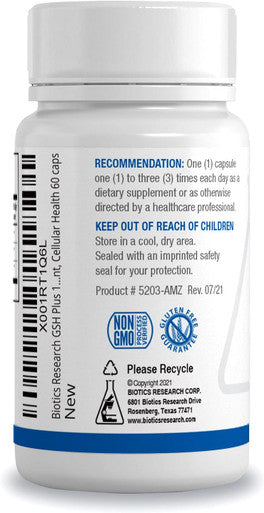 Biotics Research GSH Plus 15 milligrams Glutathione and Glycine Strong Antioxidant Cellular Health 60 Caps