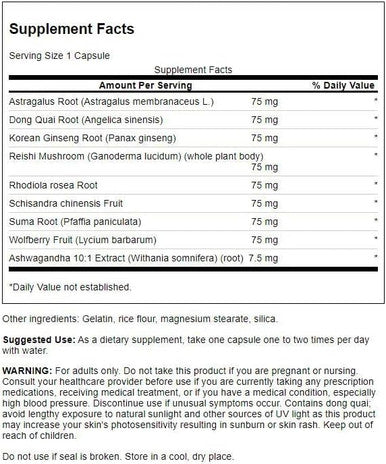 Swanson Rhodiola Ashwagandha Ginseng Complex Mood Energy Immune Function Nervous System Stress Support Adaptogen Herb Supplement 60 Capsules