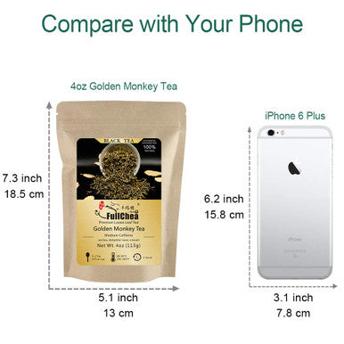 Fullchea - Chinese Tea Golden Monkey - Fujian Black Tea Loose Leaf - Golden Tea Chinese - Pleasant Taste with Malt and Chocolate - Perfect Morning Tea - 4oz / 113g