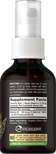 Carlyle Vitamin D3 1000IU Liquid Spray | 4 FL Oz (2 x 2 fl oz) | 2 Pack | Vegetarian Non-GMO Gluten Supplement