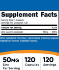 Nutricost Zinc Picolinate 50mg 120 Vegetarian Capsules GlutenFree GMOFree